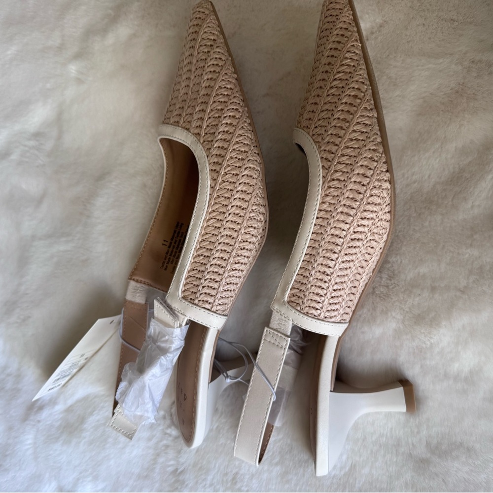 A New Day Women's Woven Cream and Tan kitten heel shoes Size 11 - Picture 4 of 6